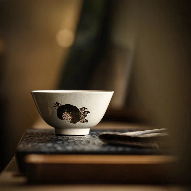 

Чайная чашка 100 мл с ручной росписью «Гранат», подглазурная роспись, мастер-серия, одиночная чашка, кружка «Пудра Инь», грубая чаша для дегустации чая, набор для чаепития Кунг-фу