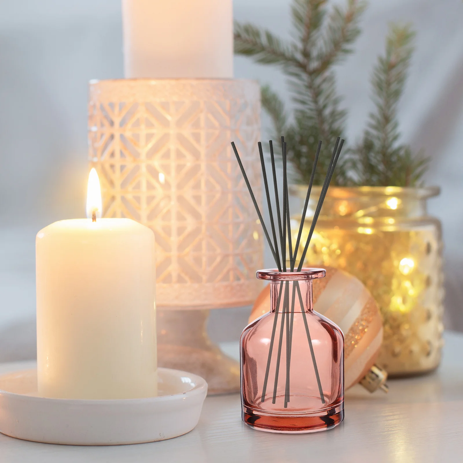 

2Pcs Reed Diffuser Glass Bottles Aromatherapy Round Design Refillable Empty Fragrance Container Essential Oil Diffuser for Room