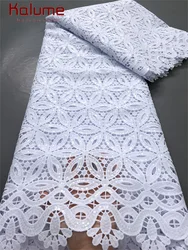 White African Guipure Cord Lace Fabric with Sequins 2025 High Quality Nigerian Guipure Cord Lace for Sewing Wedding Dress F4025