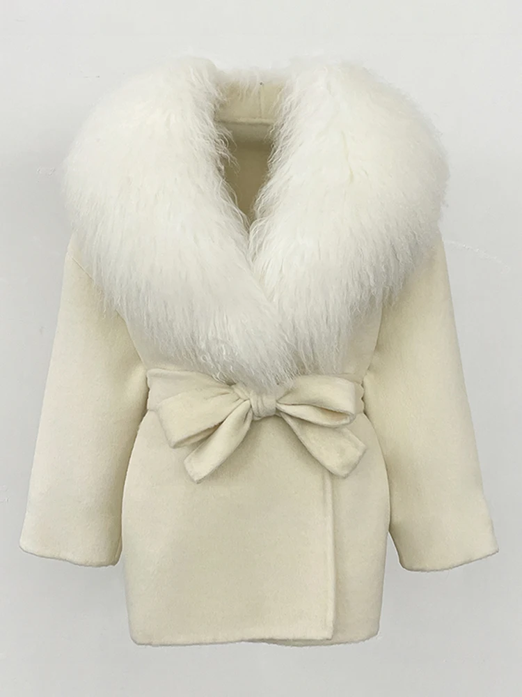 ملابس شتوية جديدة لعام 2025 معطف فرو حقيقي للسيدات على الموضة منغوليا الطبيعية سترة صوفية من فرو الأغنام ملابس صوف للسيدات