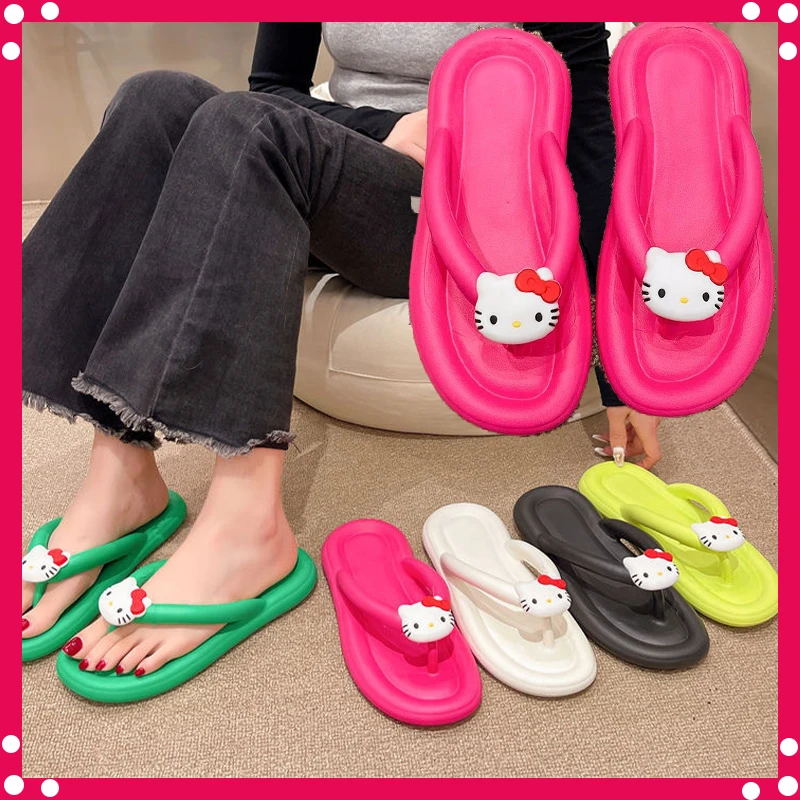 Sanrio Hello Kitty infradito pantofola sandalo stile spiaggia estate gomma KT gatto cartone animato Casual leggero EVA pantofola antiscivolo