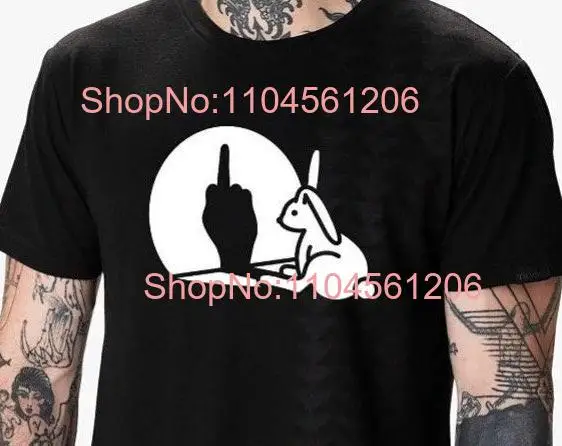 

Shadow Puppet Rabbit T shirt Novelty Fun Parody Rude Insult Joke Middle Finger long or short sleeves
