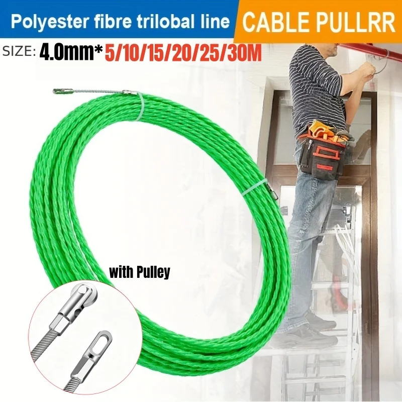 Pasa-cables de 4.0mm y 5M-30M, Pasacables para Pared, Dispositivo Guía para Empujar y Tirar Cables, Herramienta de Ayuda para la Instalación de Cableado