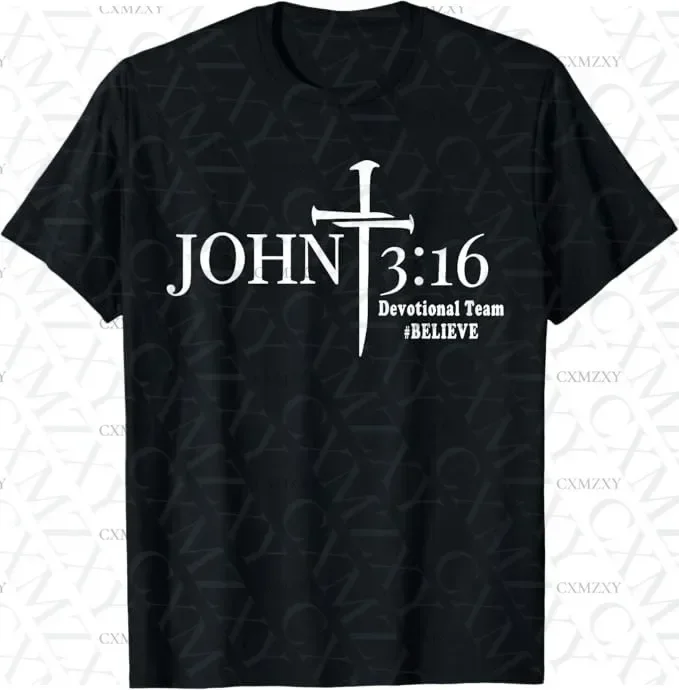 

John 3 16 Devotional Team God Christian 100% Cotton Short sleeved T-shirt