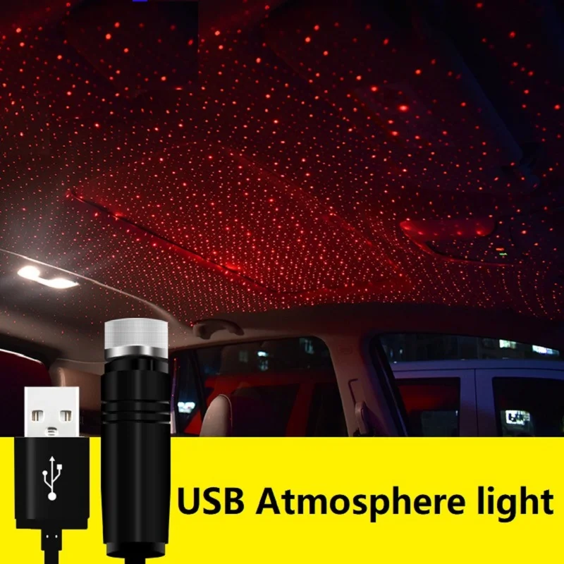 Proyector de luz LED para techo de coche, Lámpara decorativa USB, ajustable, romántica, para decoración Interior