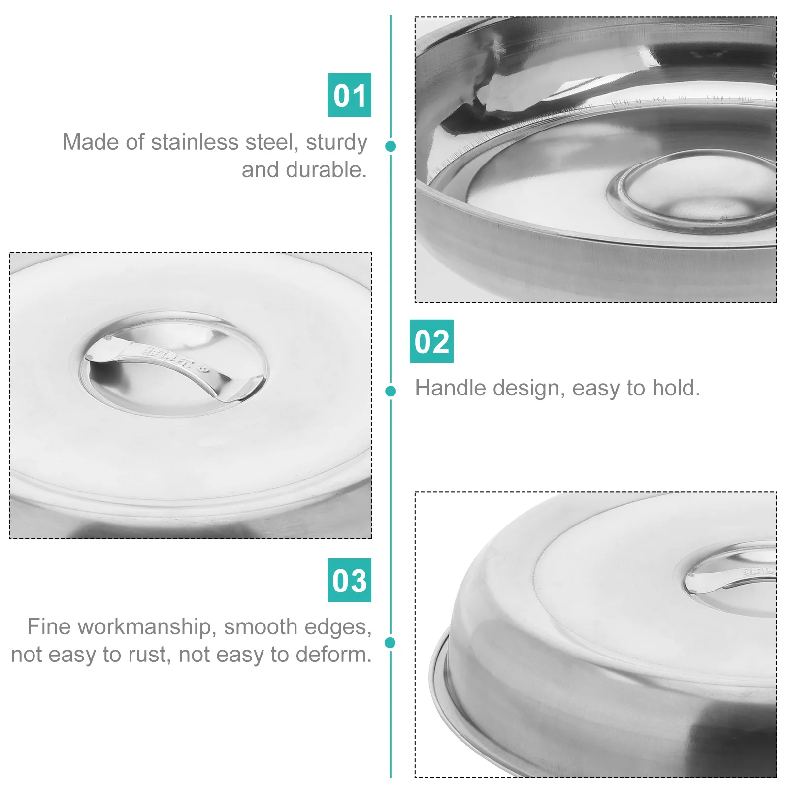 

Steak Stainless Steel Food Cover 24x24x4 BBQ Picnic Party Western Restaurant Practical Fly Proof Dish Cover Griddle