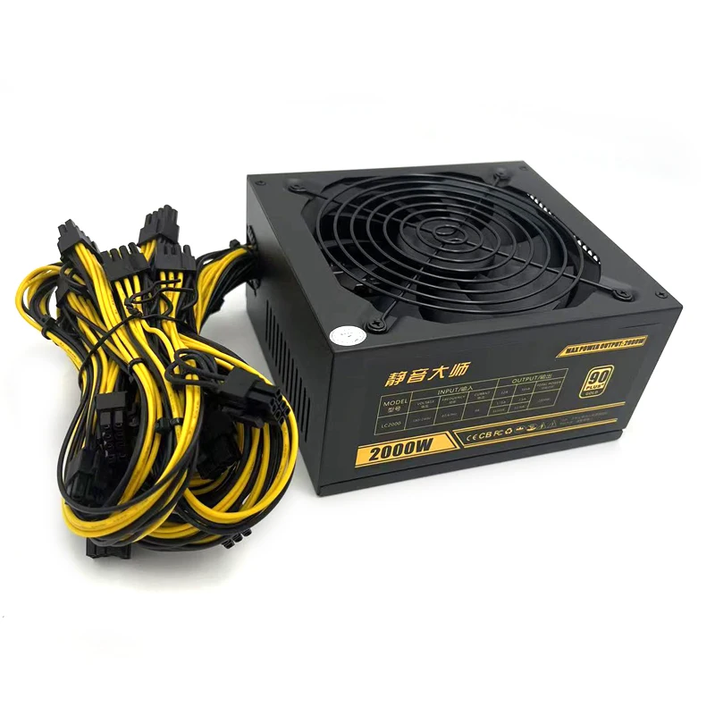 2400W 2000W 1800WETH Machine Power Supply ATX Input 20x6Pin Miner 90% Efficiency Device For BTC Bitcoin Mining Server