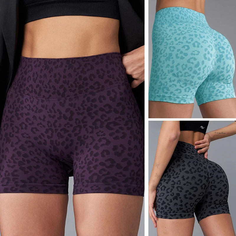 Women's New Leopard Print High Waist Biker Shorts Butt Lift Slim Fit for Yoga Gym Workout