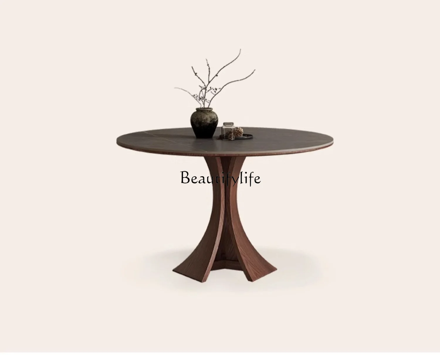 

Nordic Solid Wood Stone Plate Dining Table Modern Simple Home Small Apartment round Dining Table