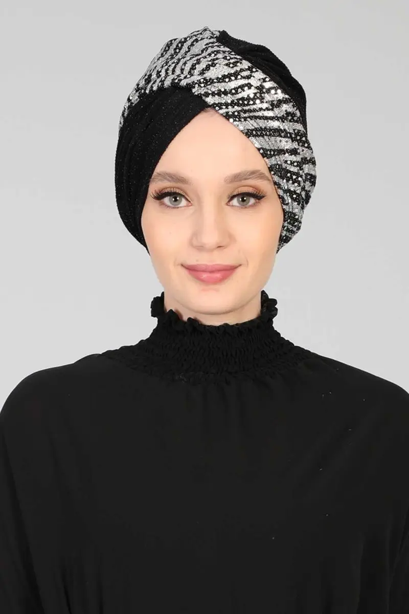 

Hijab Bone sequined Buzy Zebra pattern