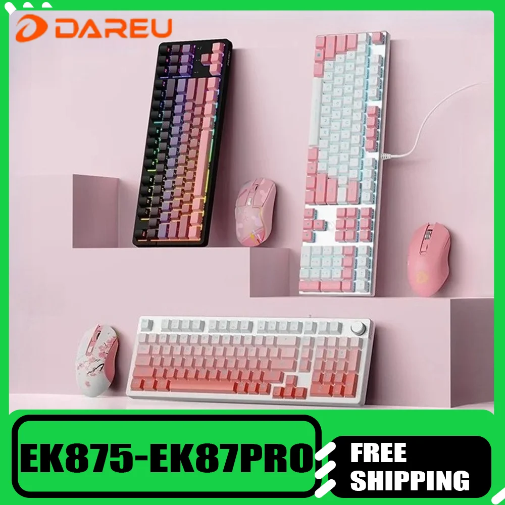 

Комбинированный набор механической клавиатуры и мыши Dareu EK875-EK87PRO, проводная и беспроводная RGB-подсветка, 87 клавиш для игр и офиса