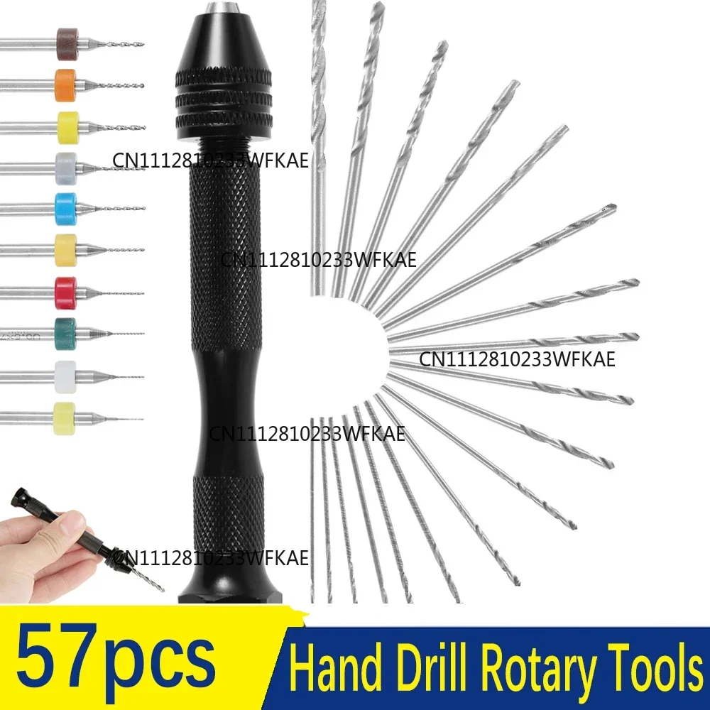 57pcs 0.3-3-0.1-11mm Twist Drill Bit Set For Dremel Rotary Tool Straight Shank Mini Drill Bit Set Hand Tools Carving DIY