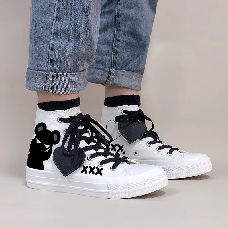 

Original Retro Teddy Bear High Top Canvas Shoes With Soft Soles Men Women Personalized Trendy Shoes Cool Casual Shoes
