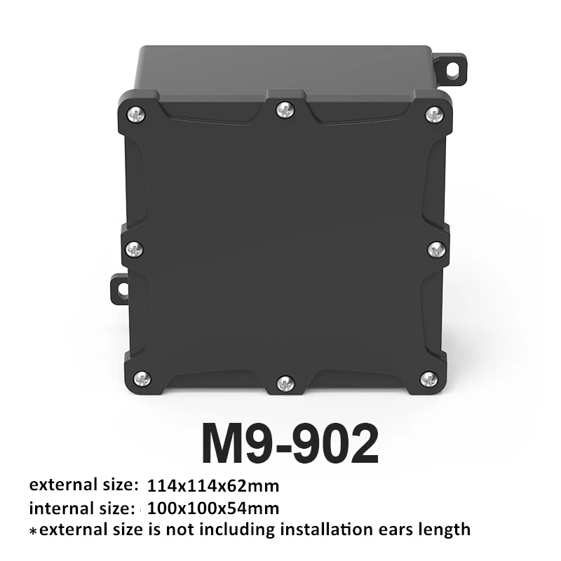 Zwarte IP68 waterdichte kunststof buiten junction box, vlamvertragend, verzegelde behuizing voor regenbestendige toepassingen