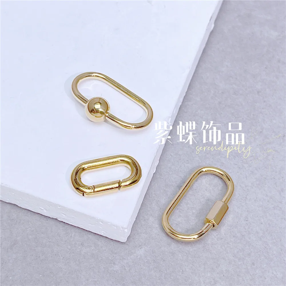 

DIY Handmade Jewelry Material Accessories Titanium Steel Vacuum Plating 18k Gold Thread Oval Universal Buckle