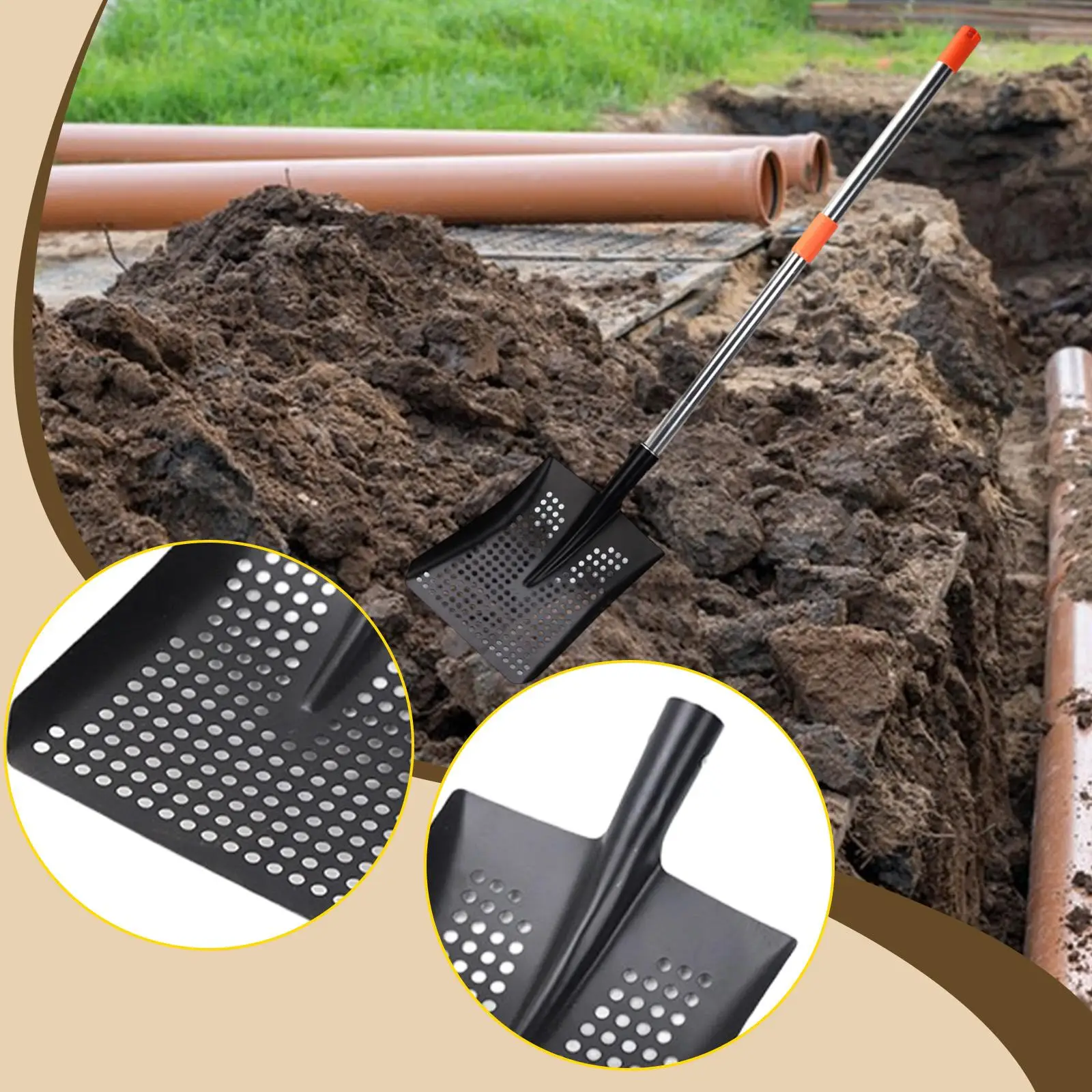 

Сито для просеивания песка, удобный в использовании, легкий, износостойкий инструмент для очистки канализации и пляжа