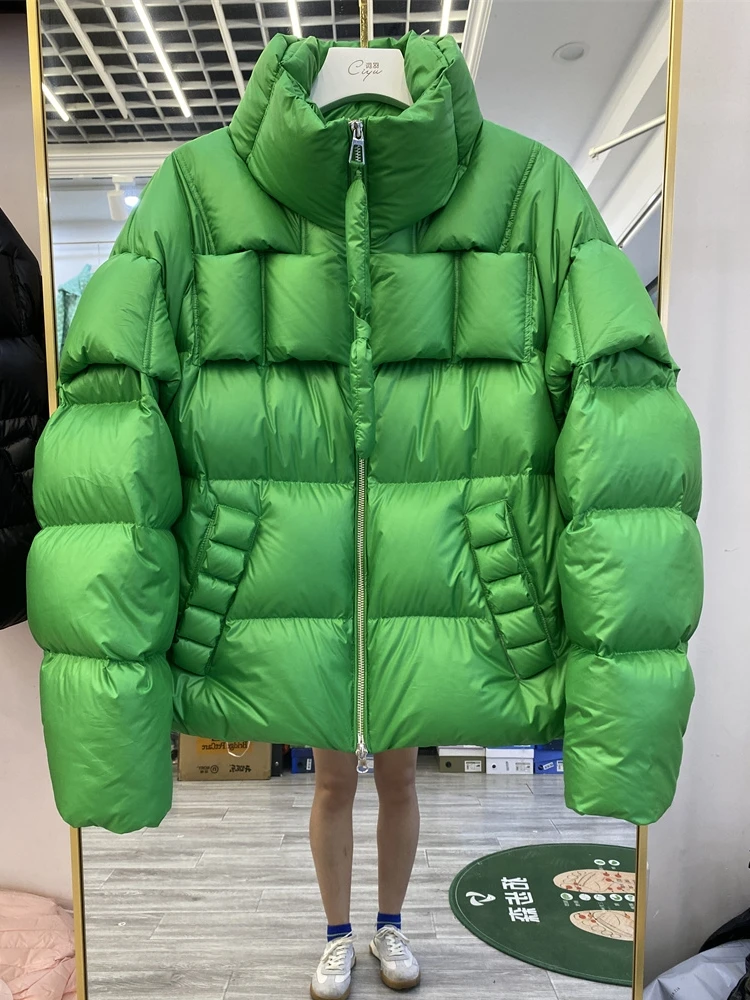 冬のヨーロッパファッション レディース ダウンジャケット 通勤 スタンドカラー 高級ジャケット