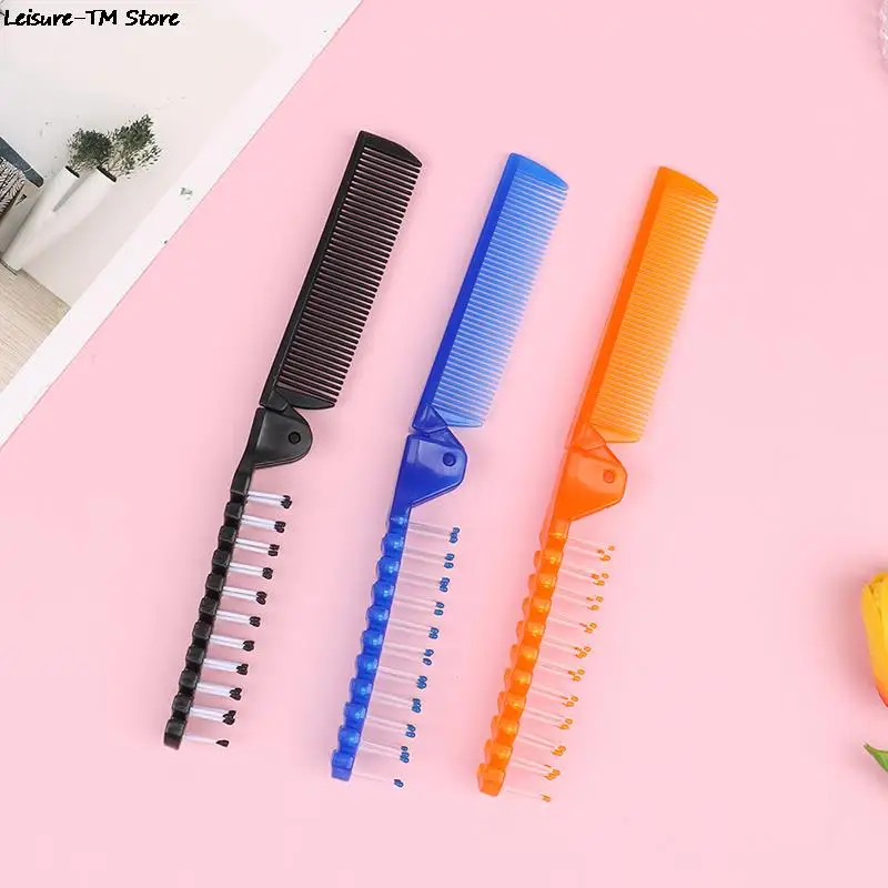 Plastic Travel Comb Massage Comb Portable Folding Comb Anti-Static Comb Women Personality Hairpin Styling Tool