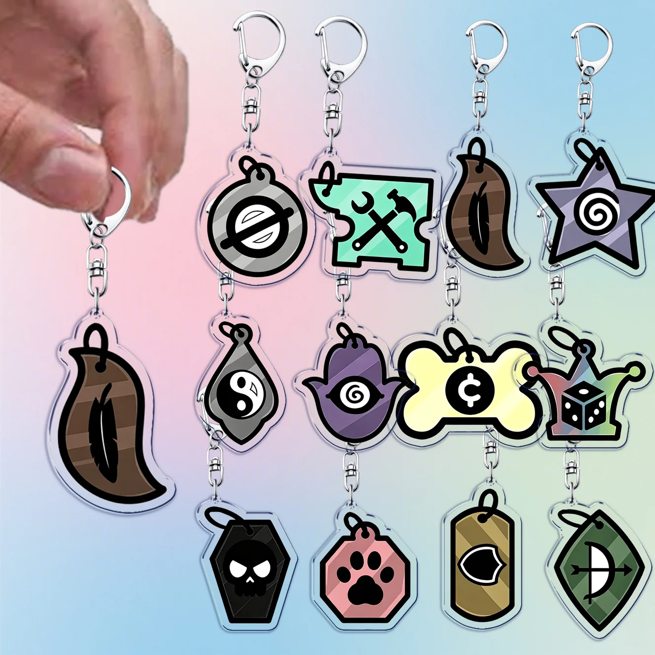 Game Peripheral Fighter Thief Keychains Butcher Jester Necromancer Skills Gaming Career Keyings Jewelry Fans Friends Gifts