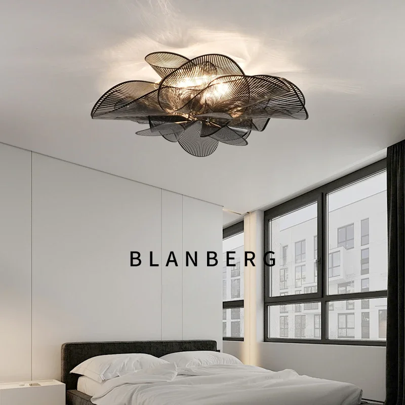 

Italian designer living room ceiling lamp high sense warm master bedroom lamp creative art petal Zhongshan lamp