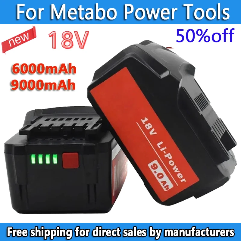 Newest Battery 18V 9.0Ah for Metabo Cordless Power Tool Drills  Wrench Hammers for Metabo 18V Battery 625592000 625591000  Asc55