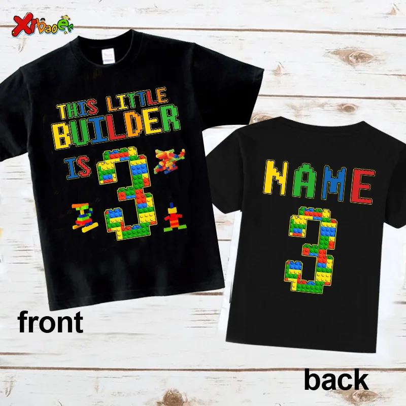 Nome personalizzato compleanno camicia ragazzo maglietta bambino bambino abbigliamento per bambini blocchi mattoni camicie di compleanno