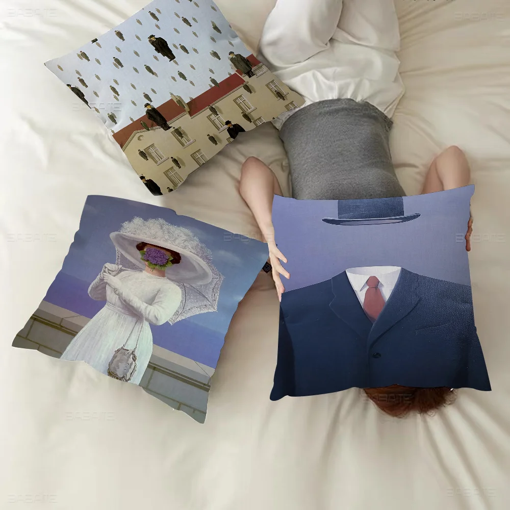 

Cute Art Painting Rene Magritte Pillow Cover Sofa Cushion Cover Home Room Decoration Children Gift