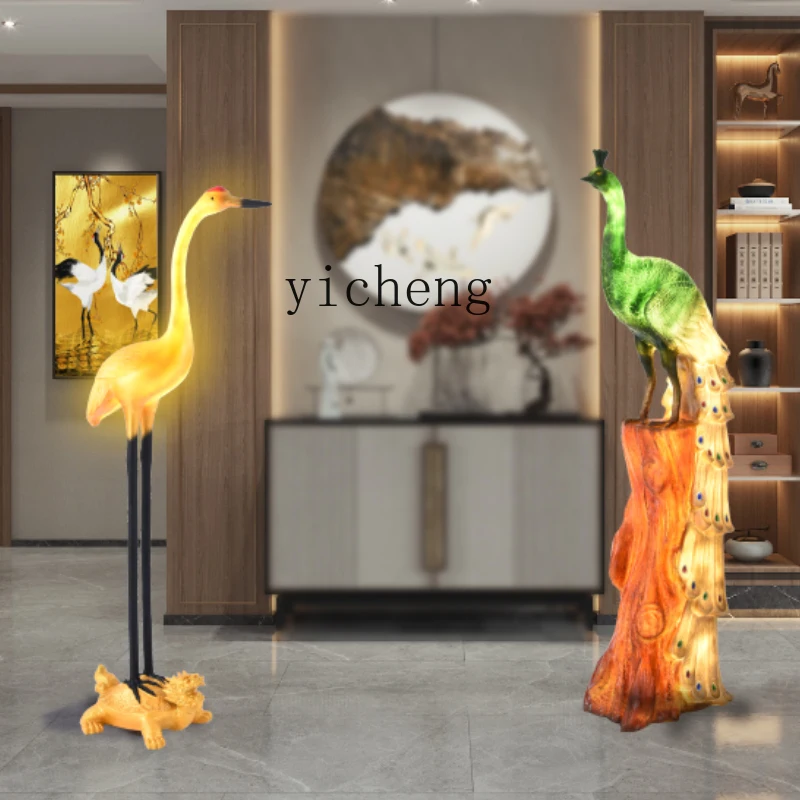 ZF Crane Floor Lamp Living Room Sofa Side Decoration Decoration Large Peacock Turtle Crane Sickness Lamp