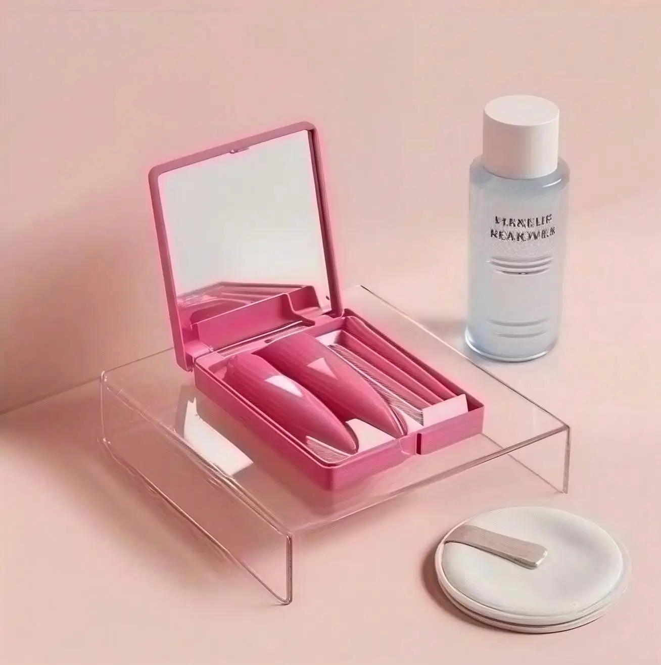 Portable 5-In-1 Makeup Brush Set Mini Mirrored Case Space-Saving Essential Beauty Tools