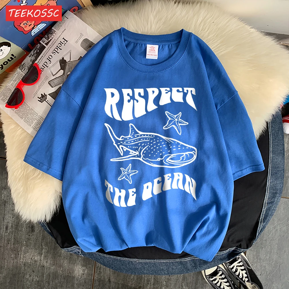 Respect The Ocean Protecting Whales Print Mans T-Shirts Fitting Oversized T-Shirt Leisure Soft Tshirt Pleasure Breathable Tops