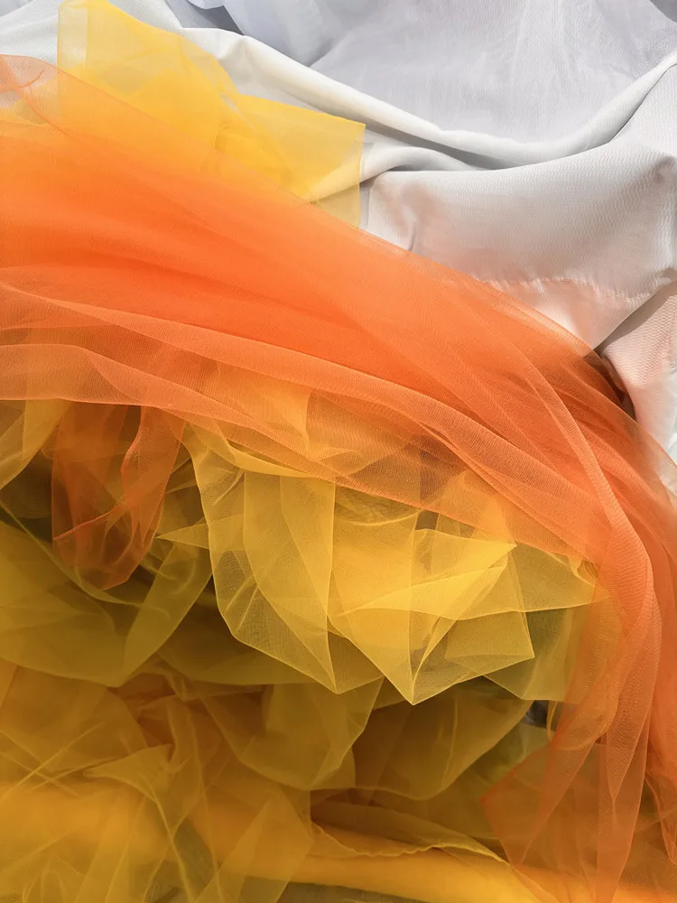 Orange Red Draping Fabric for Wedding Ceremony Layout Mesh Soft and Hard Transparent Scene Dress Bridal Photography Fabric