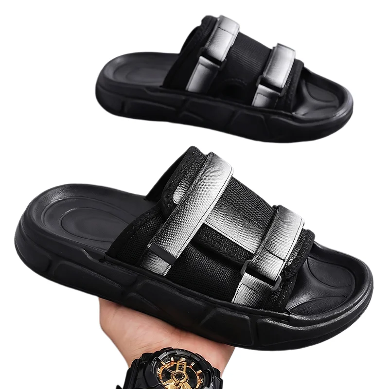 Simple Minimalist Men Open Toe Slippers Breathable Comfortable Easy Clean Design Home Bath Pool Side Daily Footwear