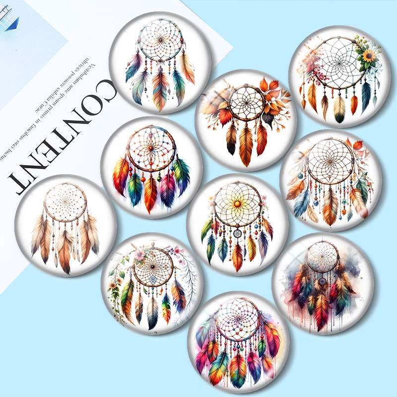 Dream Network Watercolor Pai  Photos 12mm/18mm/20mm/25mm Round glass cabochon flat back Making findings for custom DIY bracelets