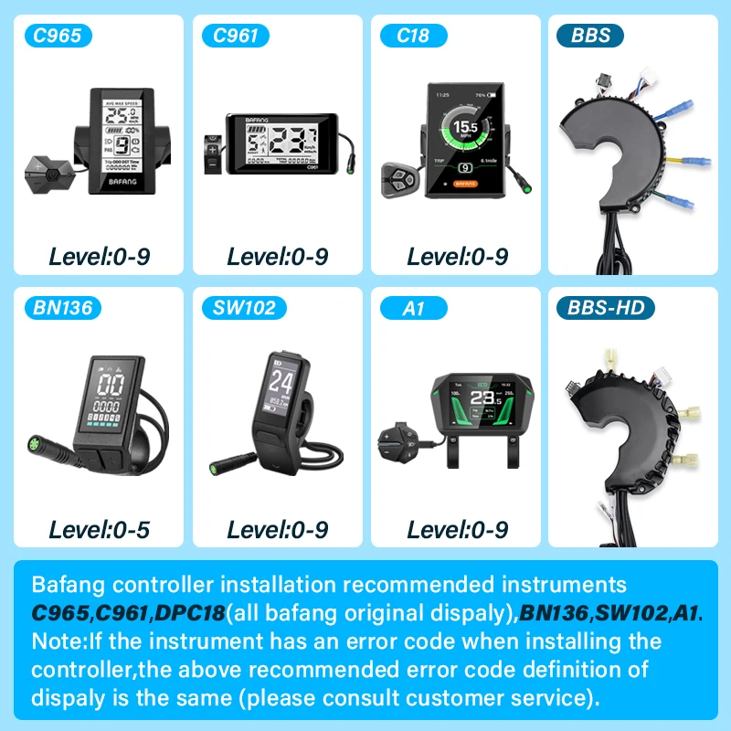 BAFANG Mid Drive Motor Controller for BBSHD BBS01B BBS02B with Front Light Connection and Switch Sensor Connection Current Model