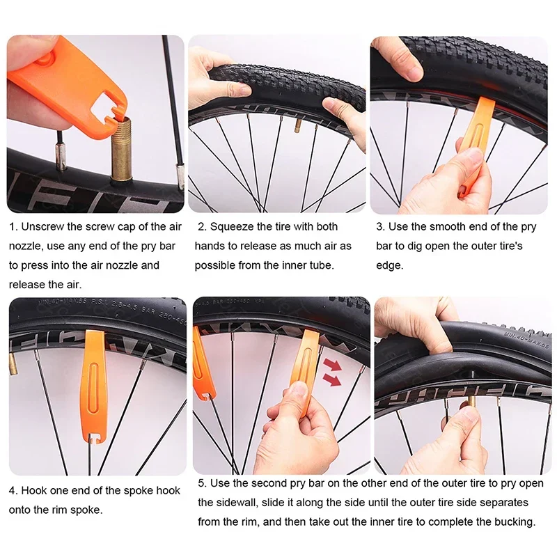 3 pezzi leva per pneumatici per pneumatici per bicicletta in nylon ultraleggero barra di leva per pneumatici per mountain bike cambio per cerchioni cucchiaio strumento per rimozione piede di porco per ciclismo