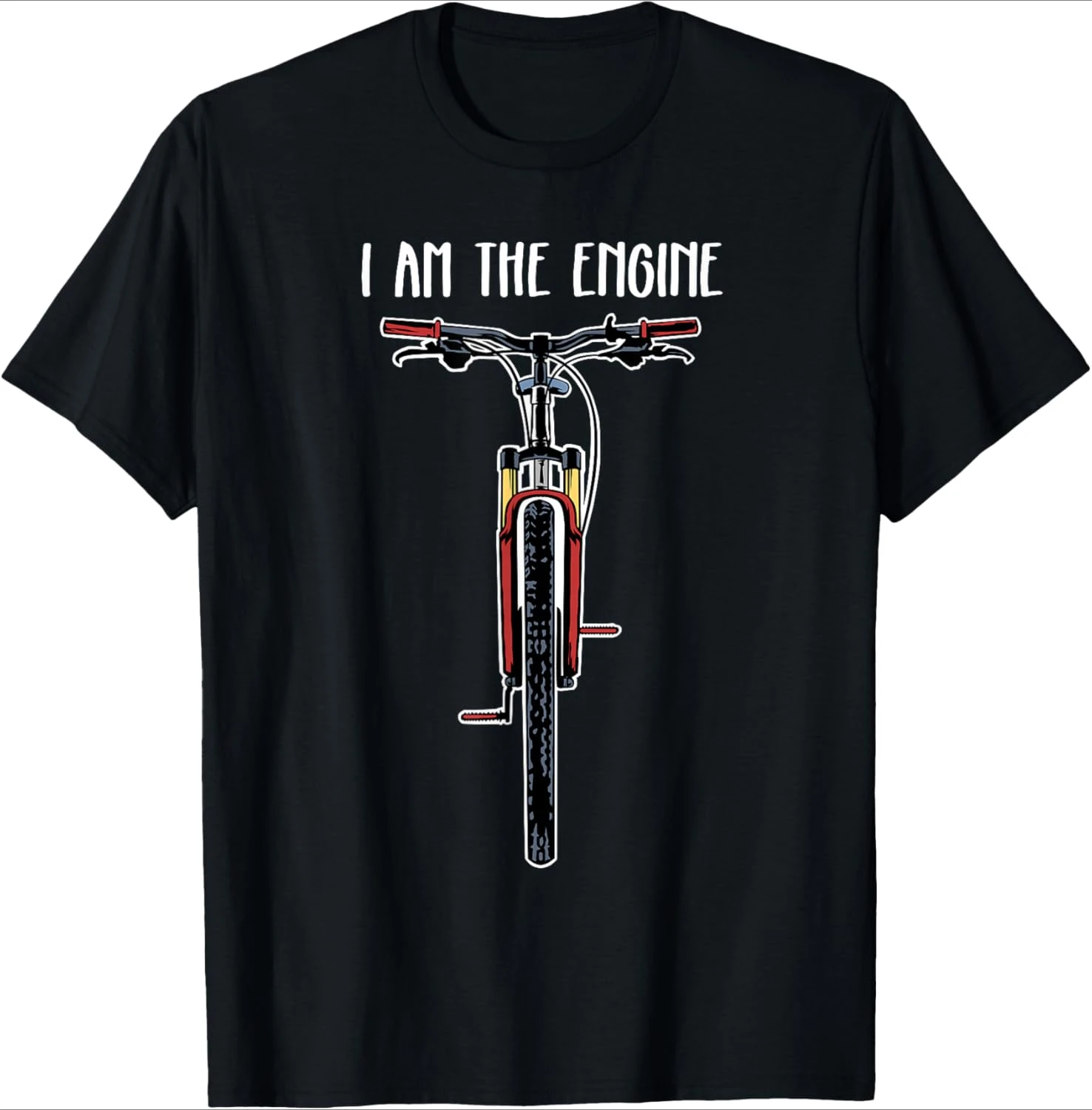 Funny Bicycle I Am The Engine design-100% cotton summer O-neck short sleeve casual printed men's T-shirt.