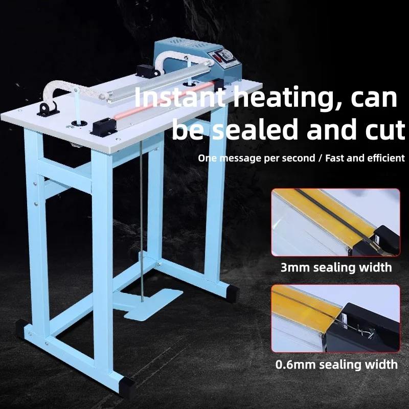 Floor Standing Foot Pedal Impulse Heat Sealer Adjustable Temperature Manual Plastic Pouch Sealing Machine Light Metal Frame