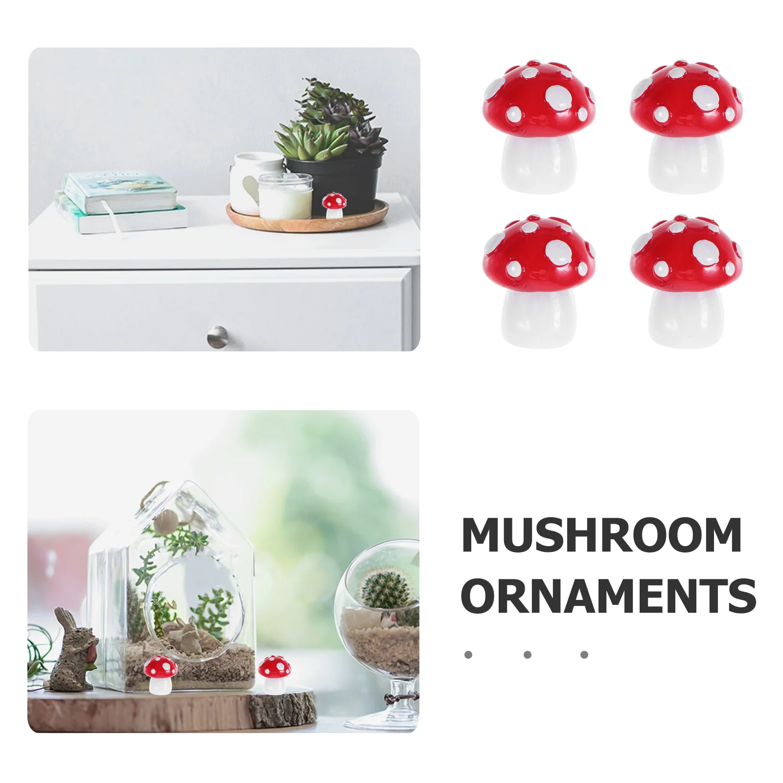 20 Pcs DIY Accessories Glow-in-the-dark Mushroom Ornaments Mushers Resin Fairy Garden