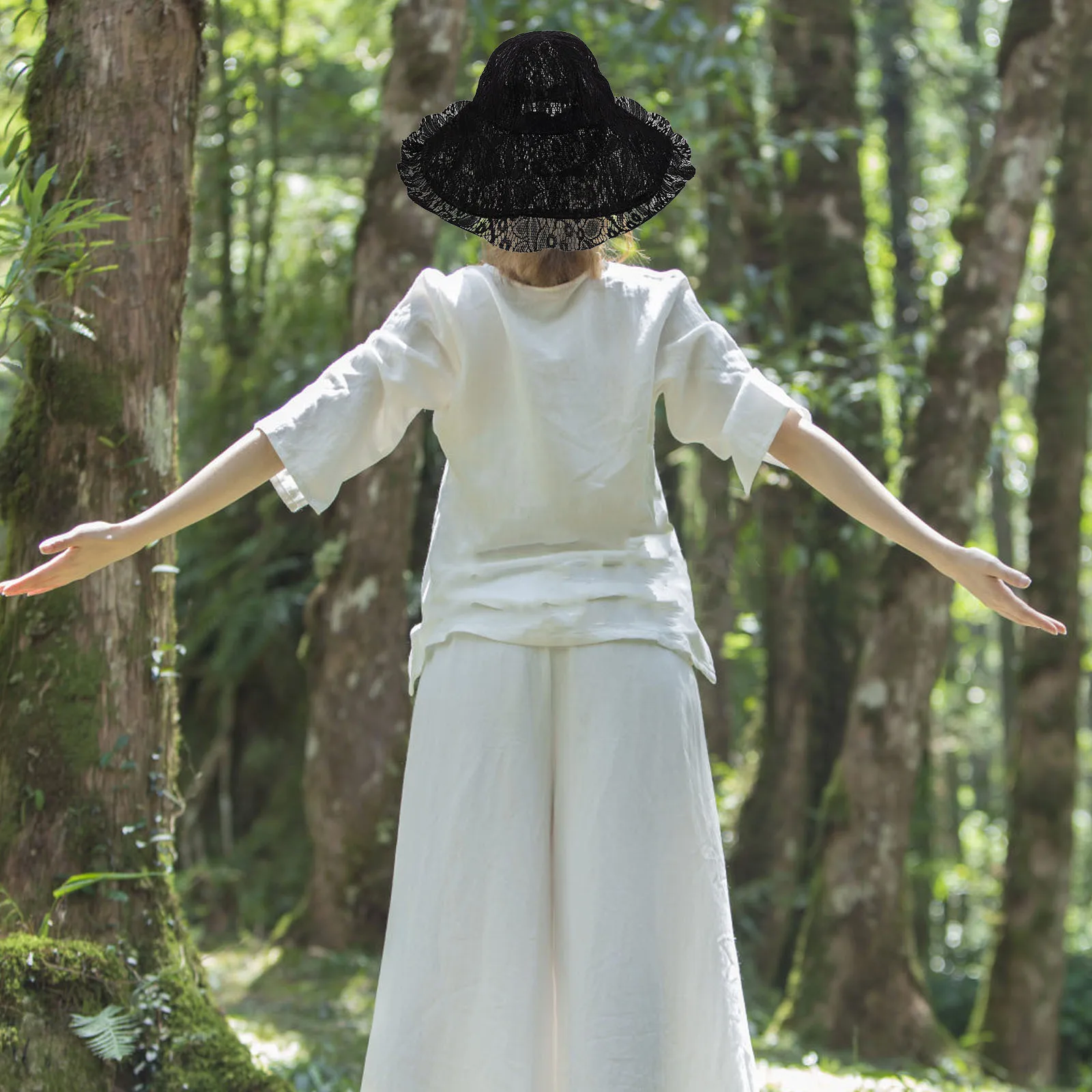 

Lace Fisherman For Women Wide Brim Foldable Sun Protection Bucket Hat Lightweight Beach Outdoor Travel Party Wear Floppy Lace