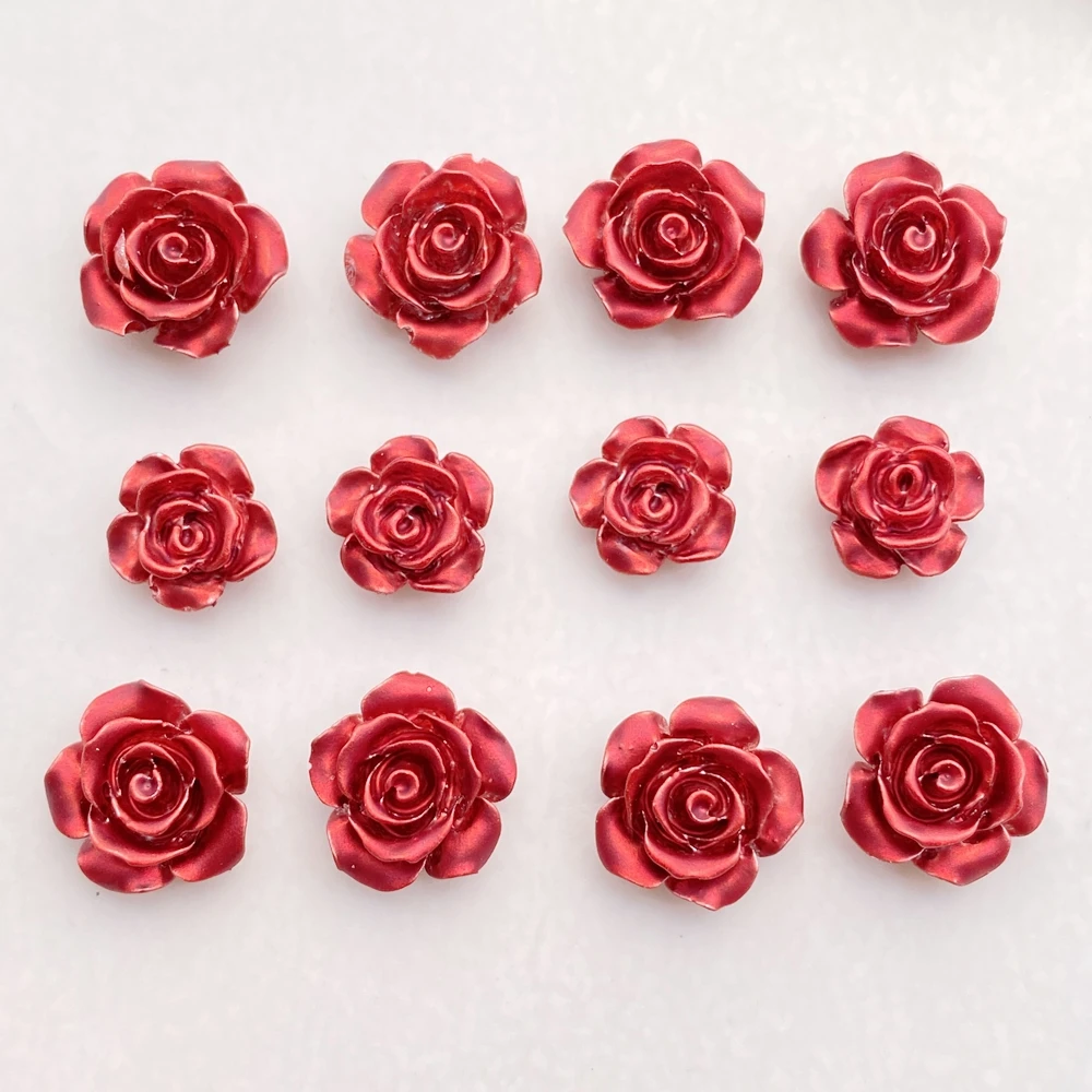 50 قطع لطيف الكرتون البسيطة الورود الحمراء مسمار الفن الراتنج مصمم سحر DIY الحرفية لمسمار 3D زينة المجوهرات #3
