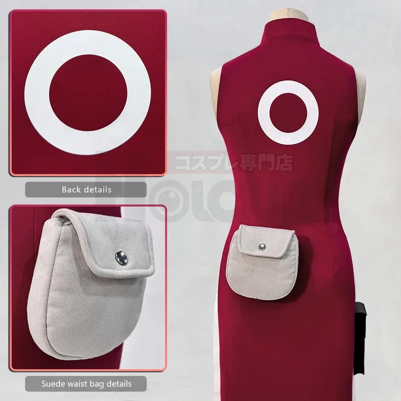 qa156HOLOUN Anime Haruno Sakura Cosplay Costume Sleeveless Cheongsam Shorts Pouch Waist Bag Halloween Christmas Gift Cos Convent