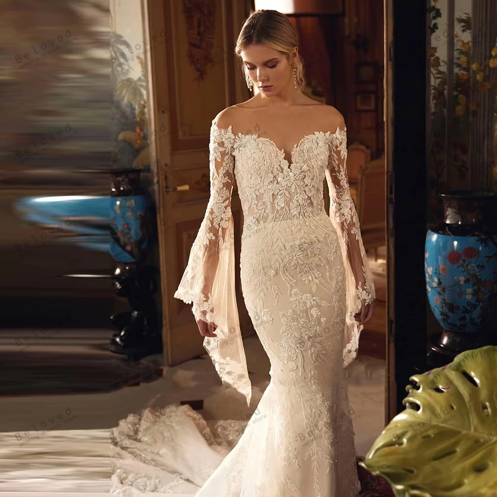 Exquisite Wedding Dresses Vintage Bridal Gowns Lace Appliques Flare Sleeves Robes Glamorous Vestidos De Novia Customized 2026