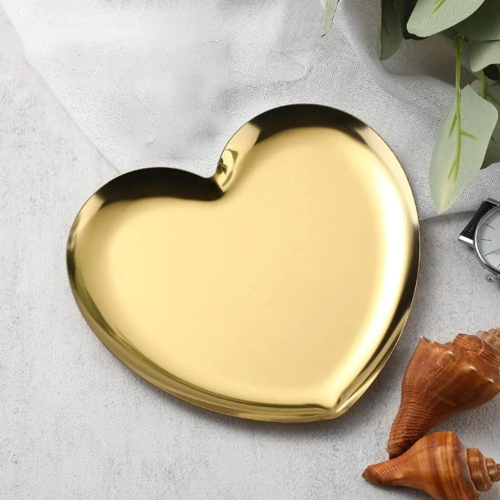 

Премиальный поднос из нержавеющей стали в форме сердца, многофункциональный, милый, для хранения украшений, креативный дизайн, подставка для ложек, для дома