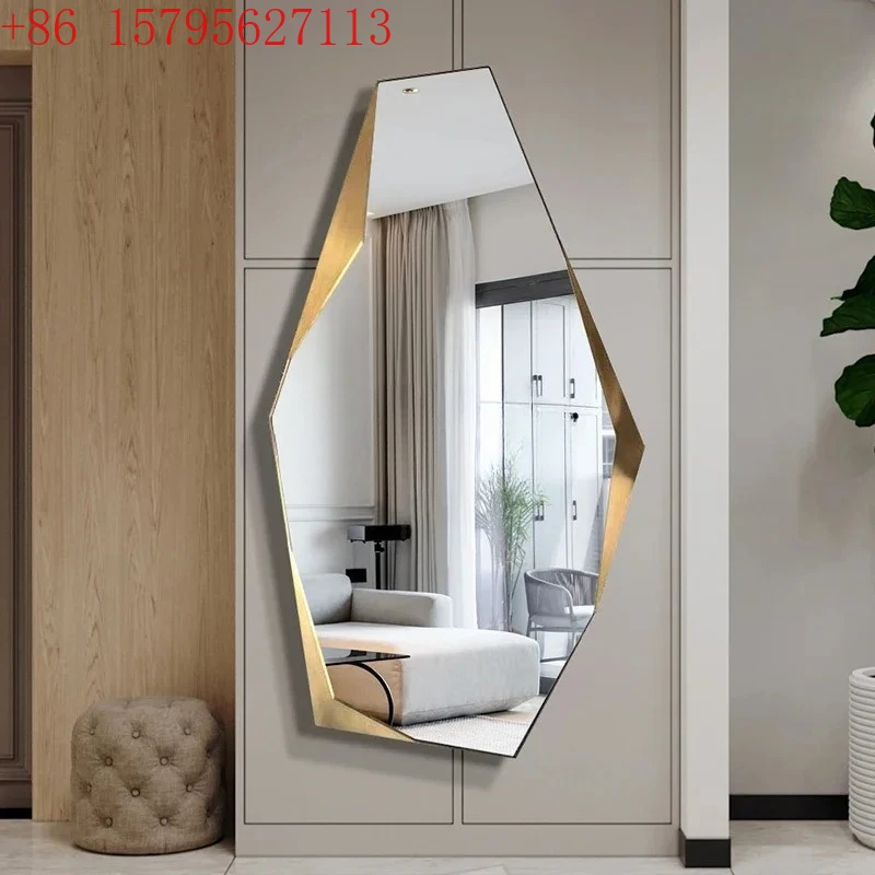

Nordic creative full-length mirror home bedroom geometric design full-length mirror entrance wall hanging irregular CQY