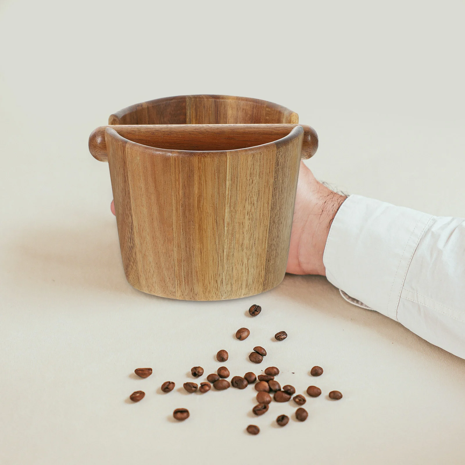 

Coffee Knock Box Wood Large Capacity Espresso Grounds Container Compost Dump Bin for Coffee Machine Station Accessories