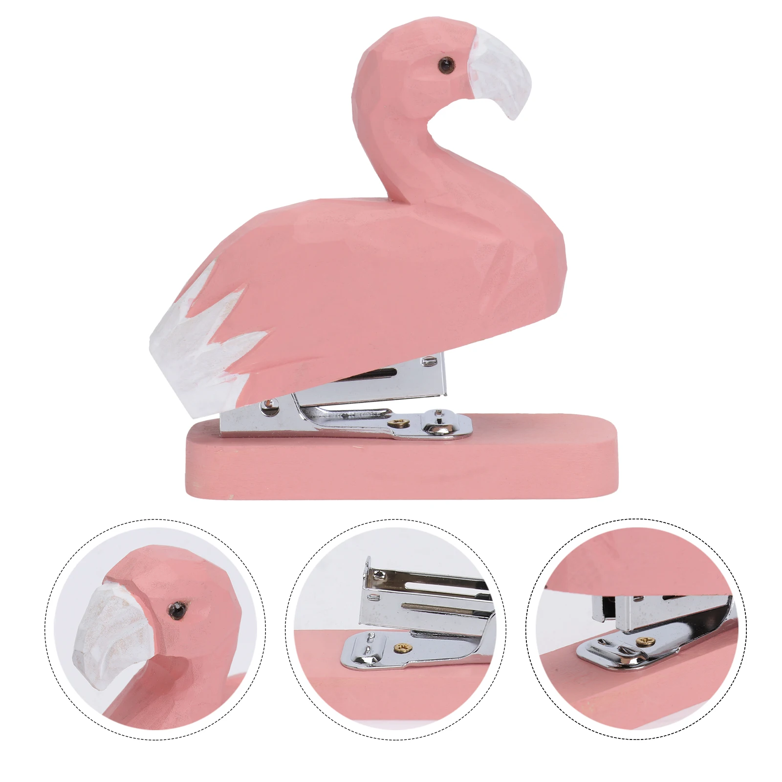 دباسة حيوانات خشبية صغيرة على شكل فلامنغو آلة تدبيس يدوية محمولة لمكتب طلاب المدارس والقرطاسية ديكور سطح المكتب #4
