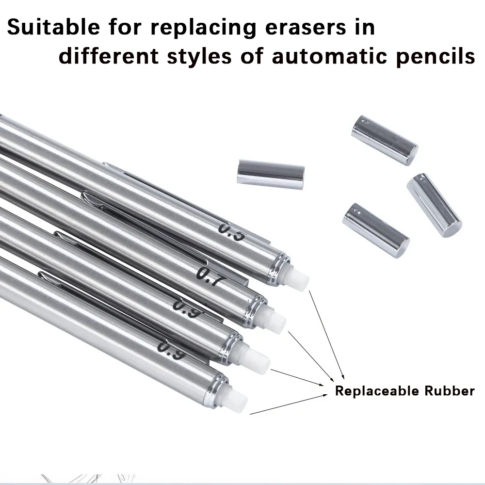 20 قطعة ممحاة صغيرة بذيل القلم الرصاص الميكانيكية، قلب قابل للاستبدال، لرسم المكاتب، والرسم، والتسليط الضوء على لوازم ملحقات الكتابة #5