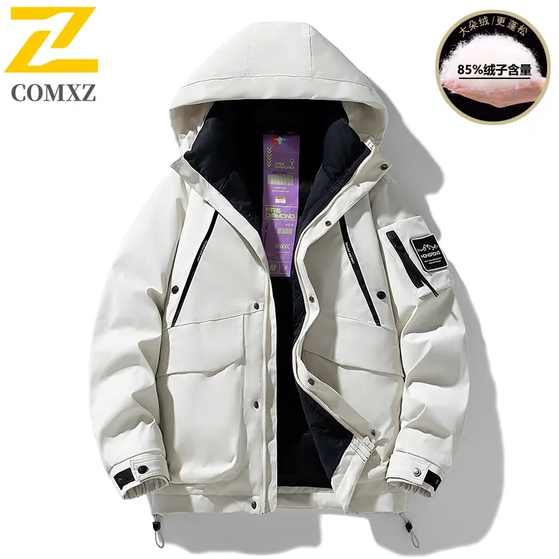 COMXZ Men Winter Jacket Scratch Resistant High Quality Waterproof Skii Parker Coat Mountaineering Windproof Snowy Puffer Jacket