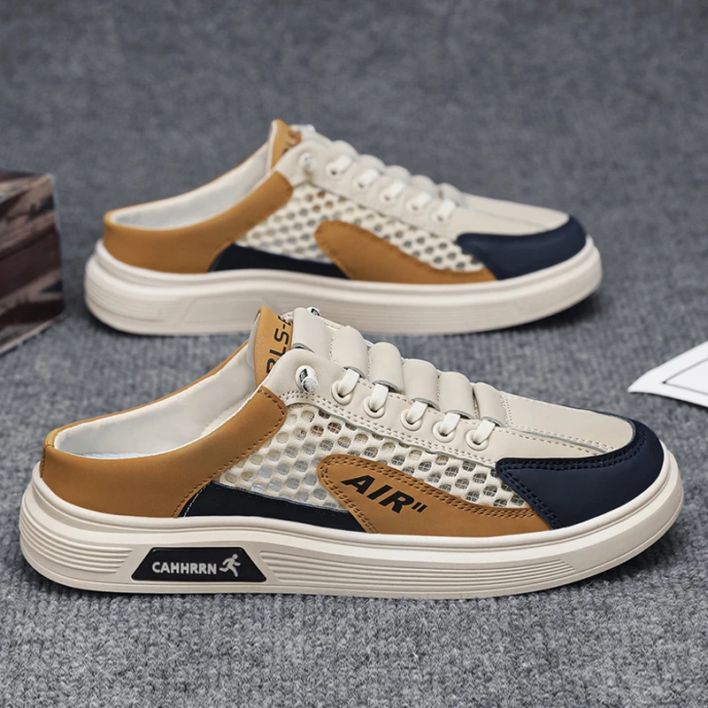 

Повседневная обувь с открытой спиной в сетку. Мужские туфли-лодочки. Полуботинки без шнуровки на плоской подошве. Туфли на полудрапи. Летние лоферы. Мужские шлепанцы. Сандалии.