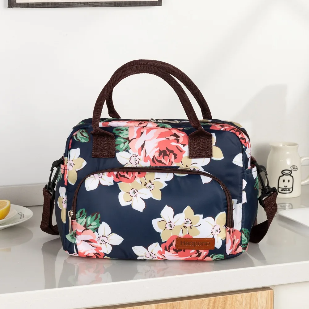 Fashion Portable Nylon Lunch Bag 11 L Large Capacity Insulated Handbag Handheld Leopard Print Diaper Bag For Home